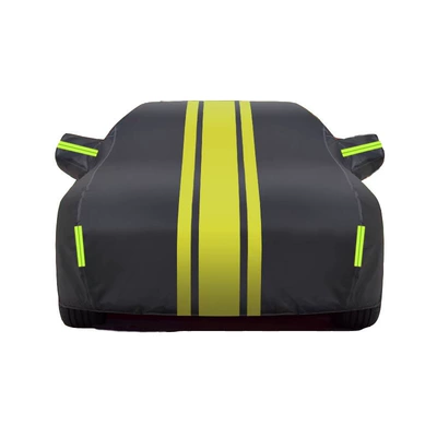Black and Yellow Two-Color Car Cover Made of Oxford Cloth, Suitable for All Seasons, Full Coverage, Sun Protection, Rainproof, Dustproof, Breathable Sunshade (Car clothing) - two-color-remarks-model