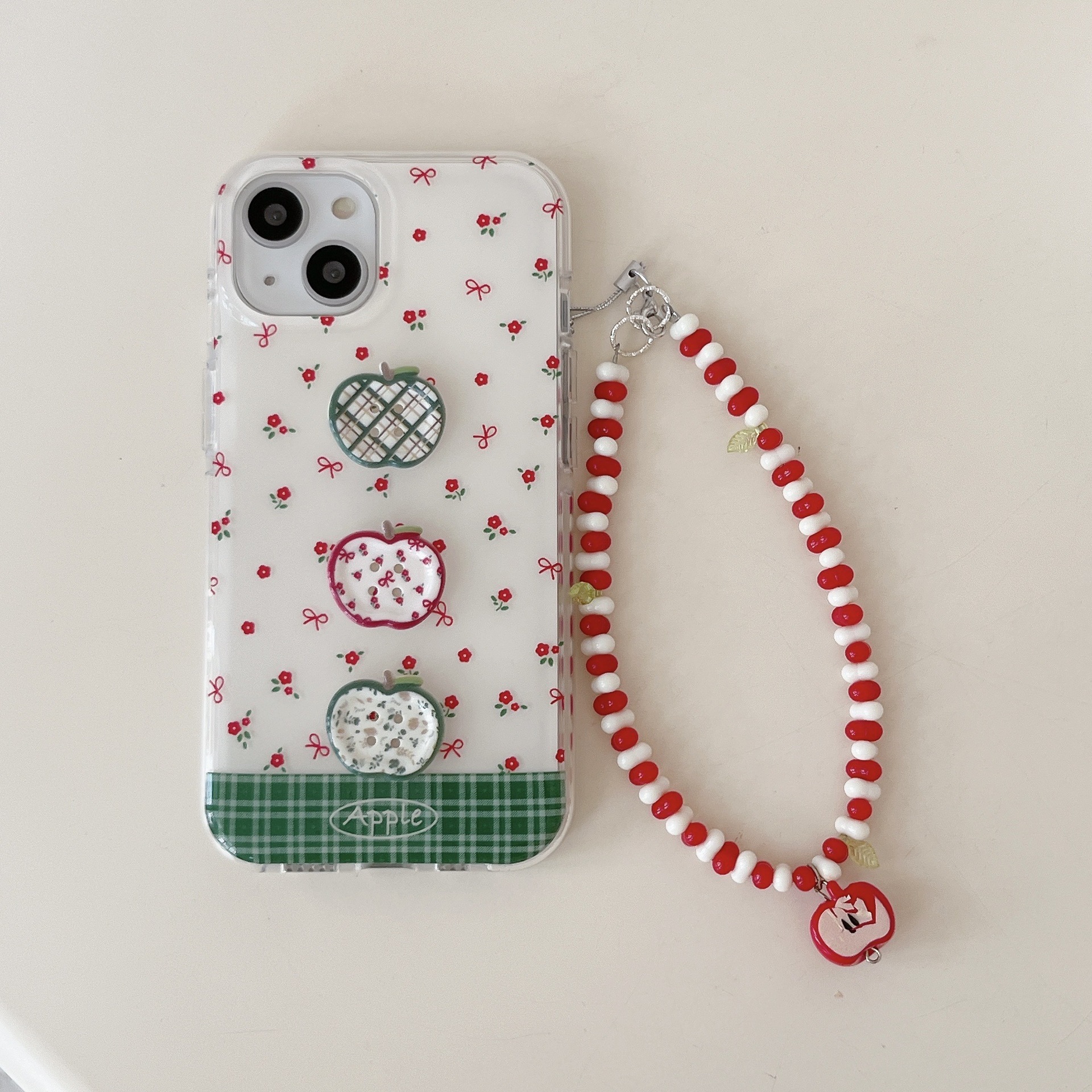 Funda para teléfono móvil iphone15 con empalme floral de estilo coreano 16ProMax Apple 13 botón tridimensional femenino 14P