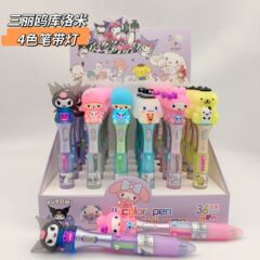 New Sanrio Kurome Cinnamon Dog Melody 4-color ball pen with light pen student diy handbook multi-color light pen