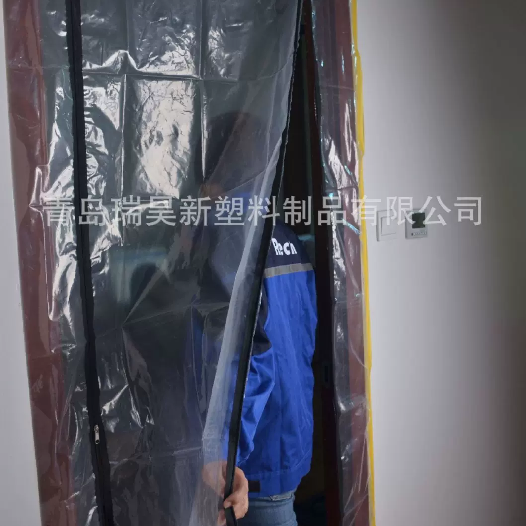 定制家庭装修防尘拉链门L U I C型装修塑料临时拉链门帘