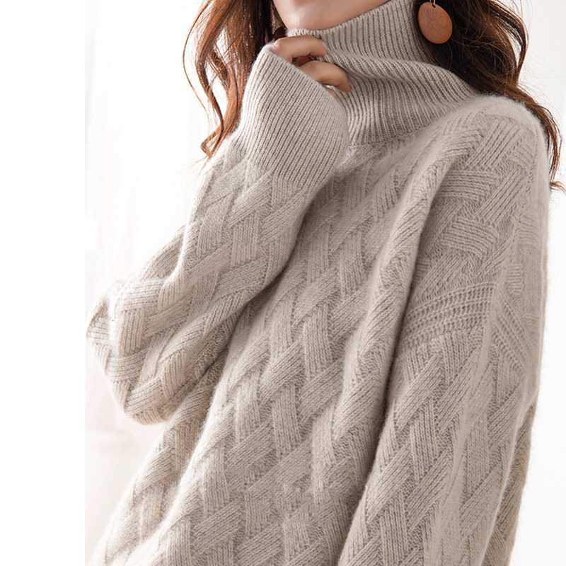 Women's Clothing High Collar Sweater Women Loose Thickened Women Autumn And Winter Mat Knitted Sweater_voghion.com