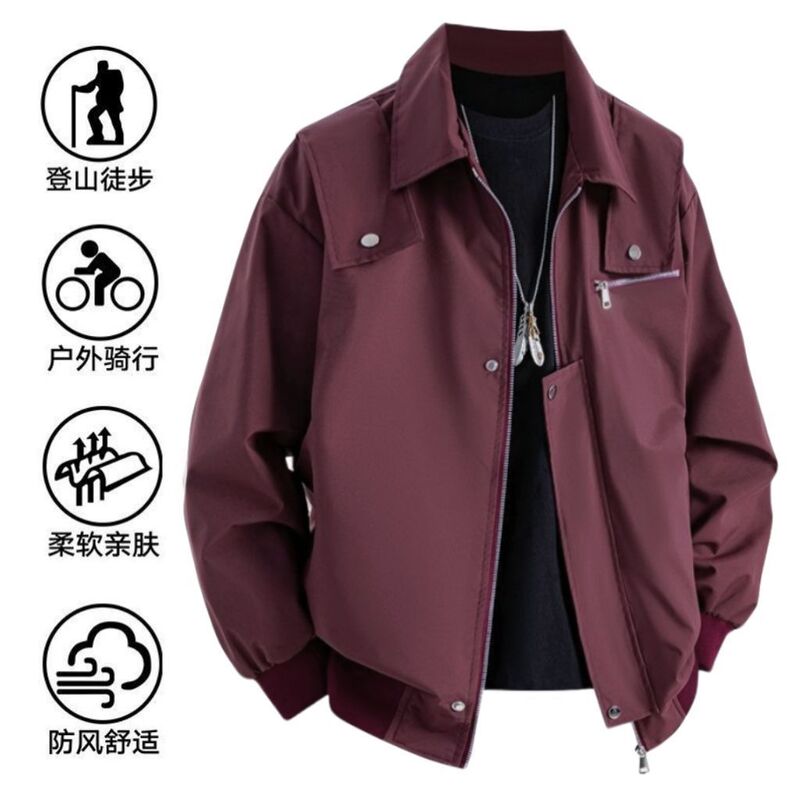 Wear a Bomber Jacket for Spring and Autumn, New Style with a Turn-Down Collar, Loose Fit, Solid Color, Casual Workwear, Versatile Outerwear for Layering