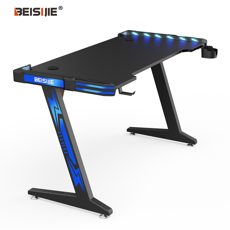 Beisijie E-Sports Style Gaming Desk Z-Shaped Gaming Desk Internet Cafe Rgb Atmosphere Light Marquee Computer Desk Desk