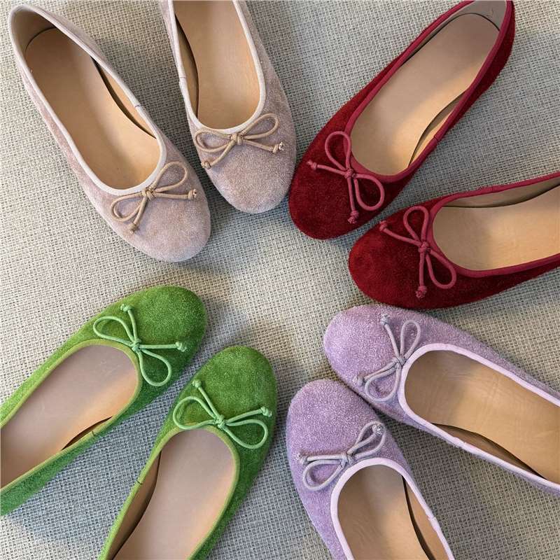 Wider Version! Sizes 34-42 Available, Romantic Girl-Style Flat Ballet Spring Shoes for Women, Cute Round-Toe Shallow Mouth Single Shoes