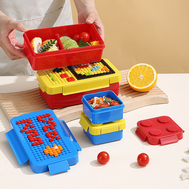Creative DIY Pixel Building Blocks Lunch Box Lunch Box Picnic Box Kidsren's Salad Box Fruit Box