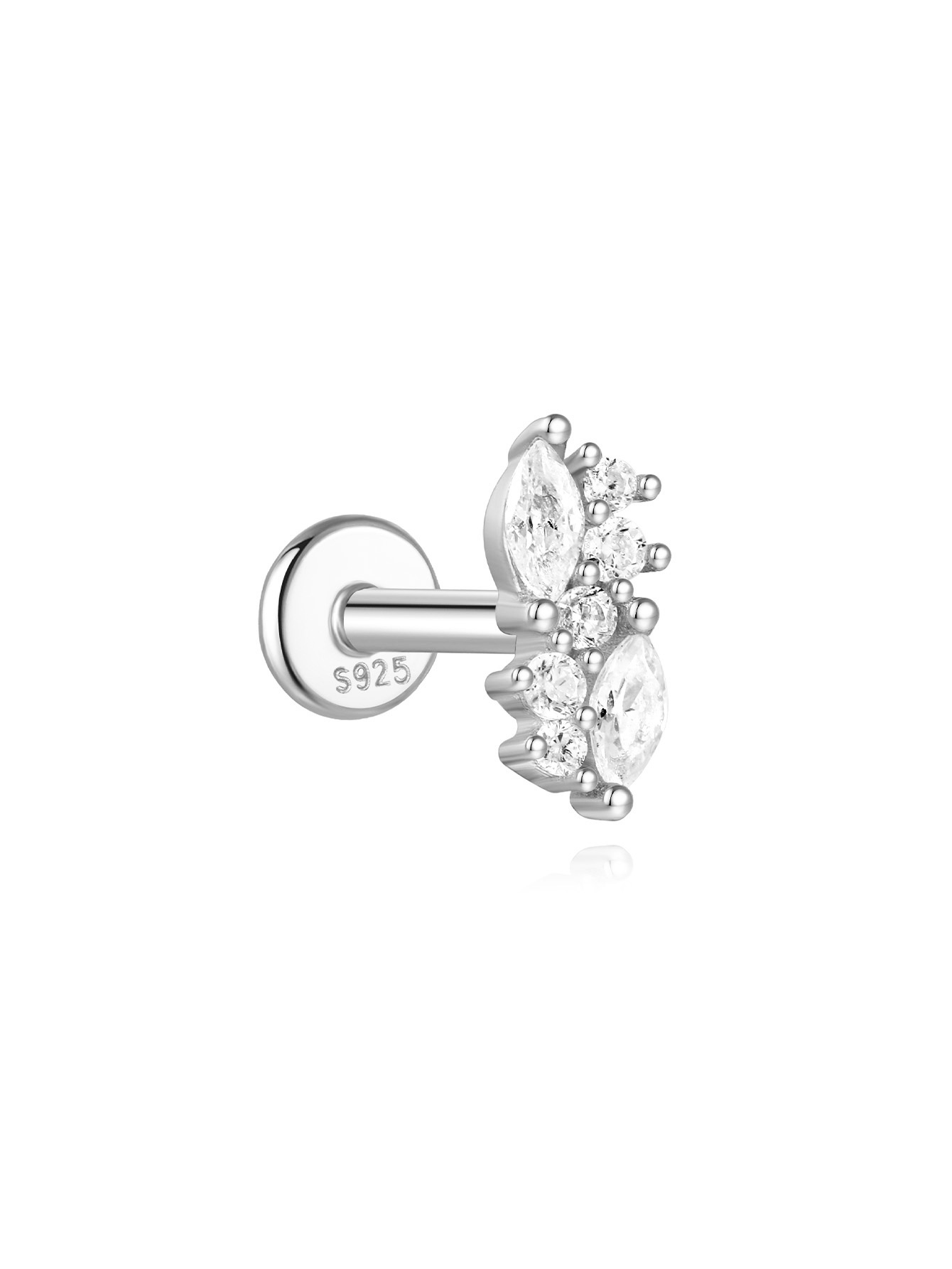 Pendientes de perforación en espiral de cartílago geométrico con diamantes de plata de ley s925 europea y americana