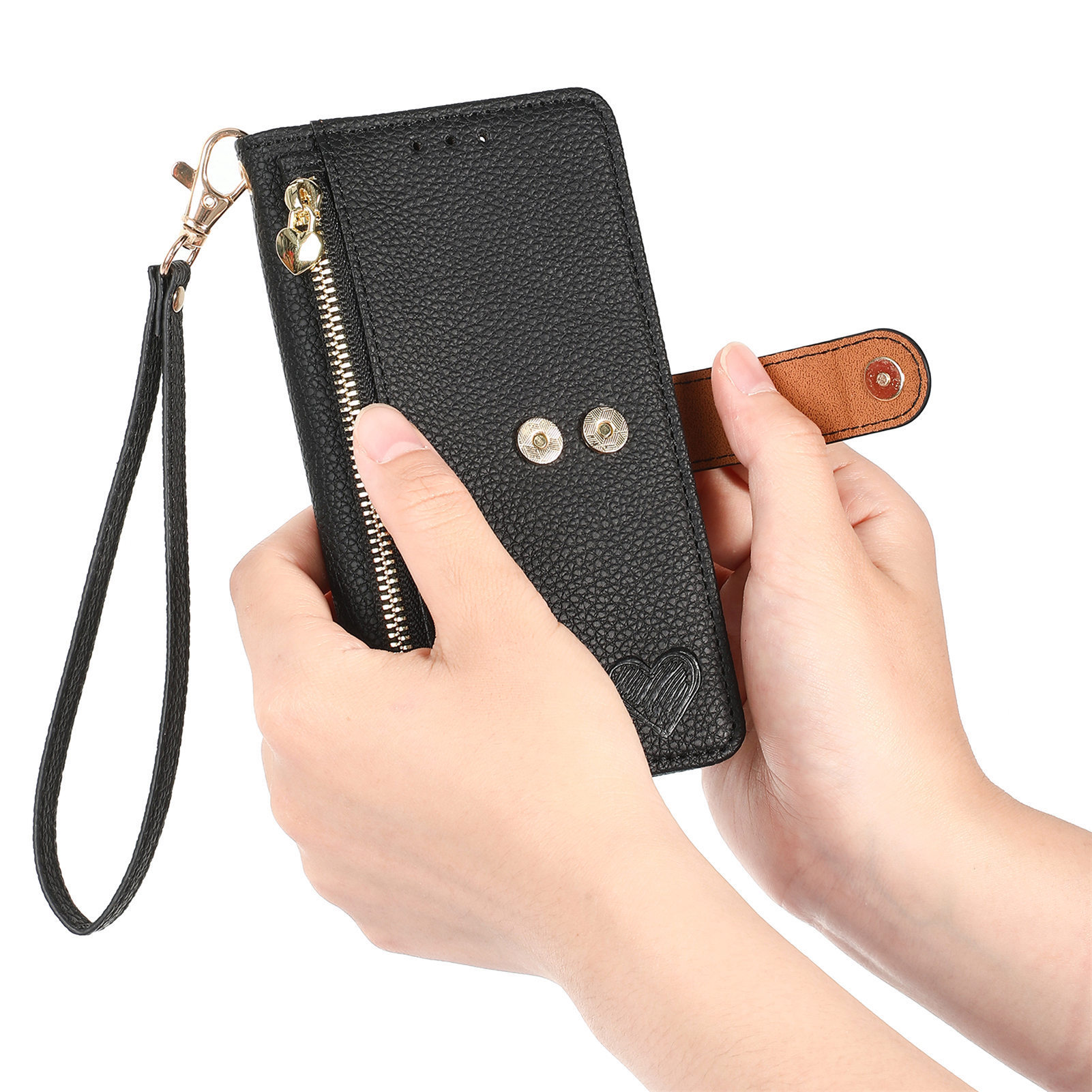109g Weight iPhone Applicable Brands Phone Cases Classification tpu, Pu Leather Material Heart Shape, Solid Color Pattern Basic Style Heart Shape Solid Color Tpu Pu Leather Wallets 7