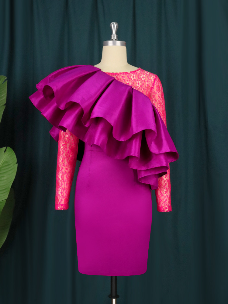 Plus size avondjurk voor dames met mesh detail voor feestjes_voghion.com