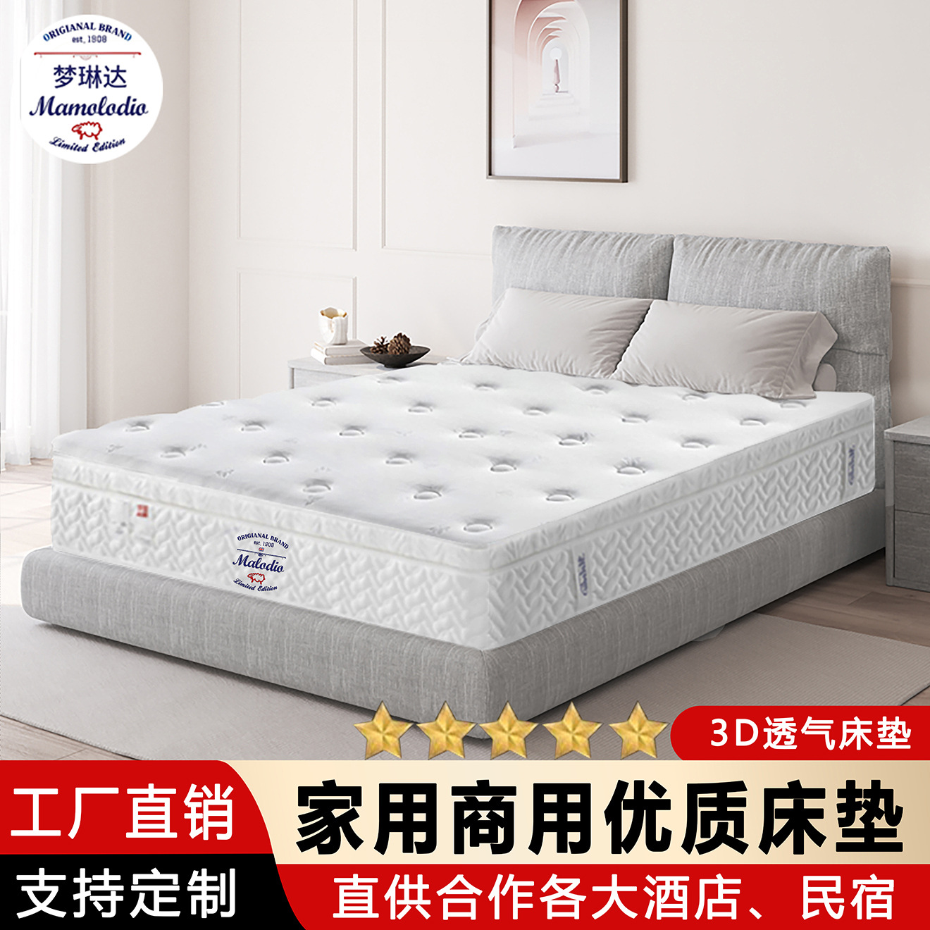 Latex Memory Foam Mattress Five-Star Hotel B&B Apartment Roll Spring Manufacturer Wholesale Cross-Border Simmons