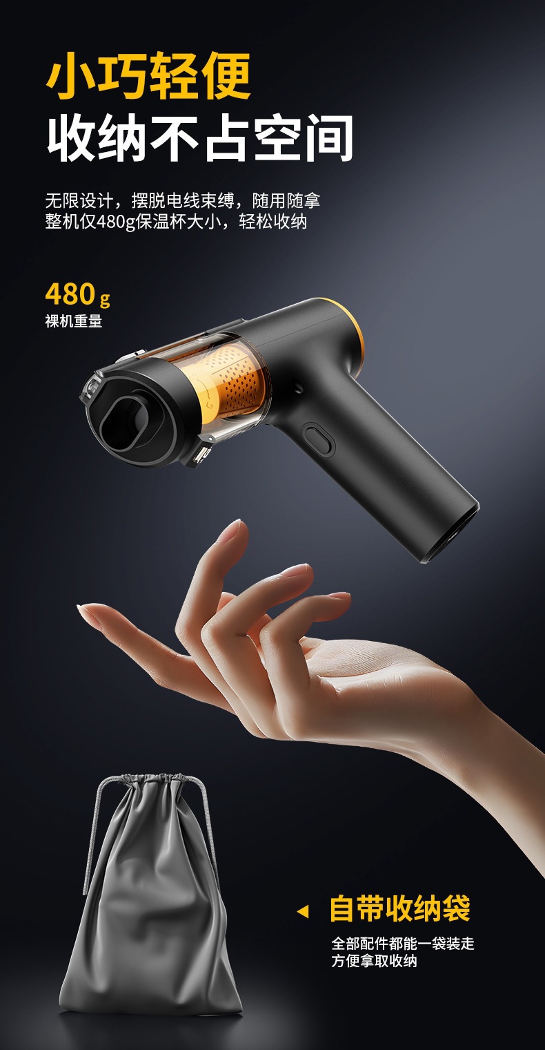 Cross-border car vacuum cleaner with strong suction, multifunctional vacuum cleaner, wireless portable dual-use for car and home, digital display vacuum cleaner