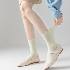 中筒襪女春秋季純棉純色堆堆襪百搭月子襪純白長筒襪諸暨襪子批發