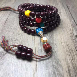 批发 海南星月菩提毛感料朱砂供星月菩提佛珠单圈男女108颗正月