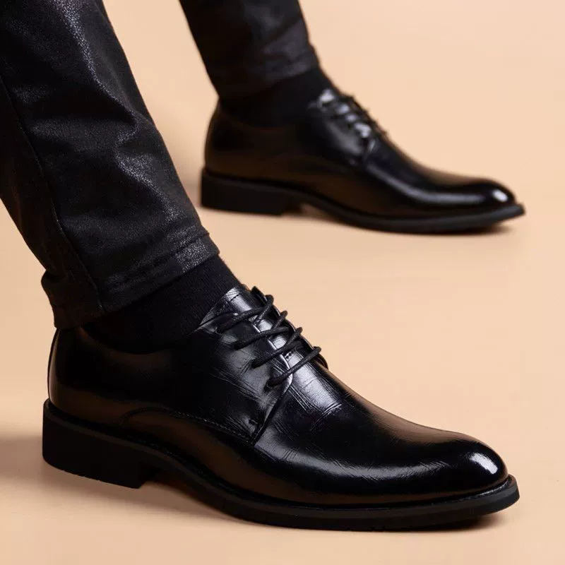 Shoes for leather shoes, classic suit jacket, high footwear for leisure English style pointy toe, genuine leather, Korean style, soft sole
