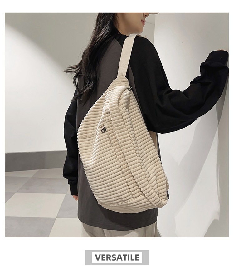 Unisex Corduroy Stripe Solid Color Basic Cloud Shape Zipper Shoulder Bag display picture 26