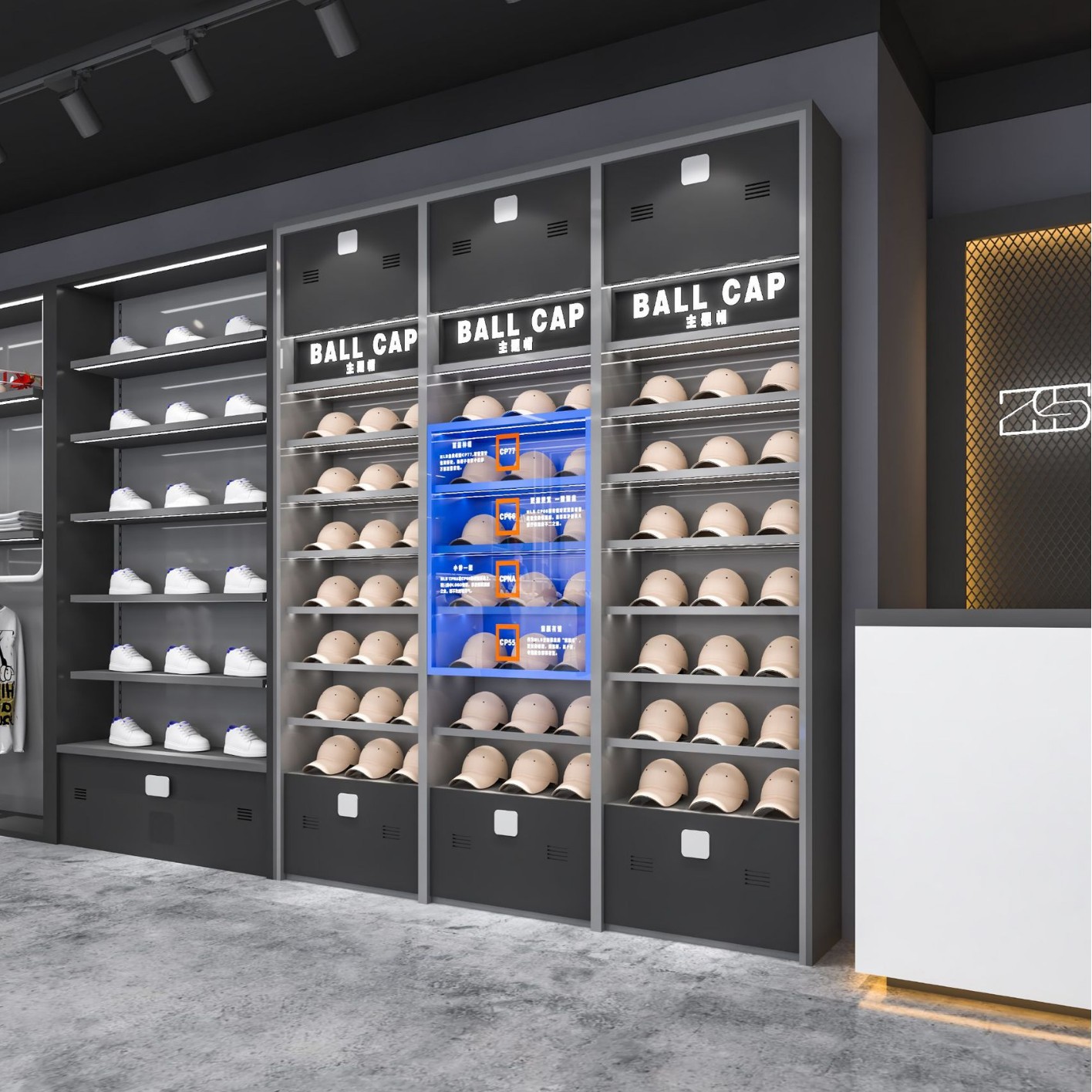 带灯上墙男装店货架网红店装修展柜高端服装店展示架陈列架落地式