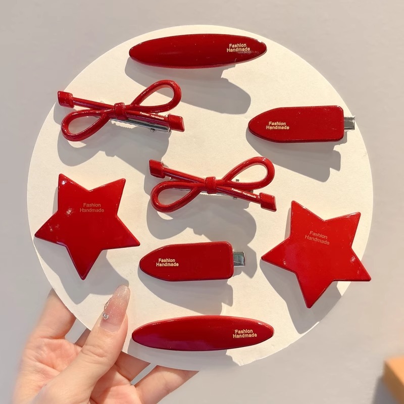 Meilad retro ins viento rojo una palabra clip de pelo oval 2024 nuevo estilo de alta calidad clip de pelo toque