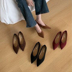 2025法式复古尖头单鞋女内增高一脚蹬奶奶鞋百搭软底平底瓢鞋