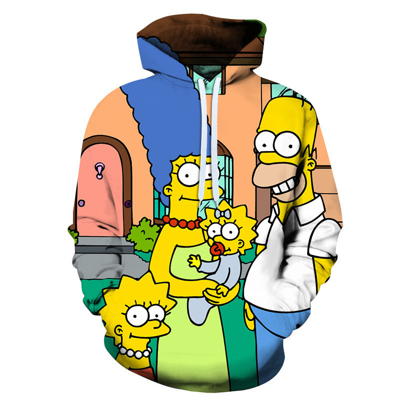 Spring and Autum Simpsons 3D Cartoon Digital Printing Casual Hoodie Sweatshirt for Men and Women Couples