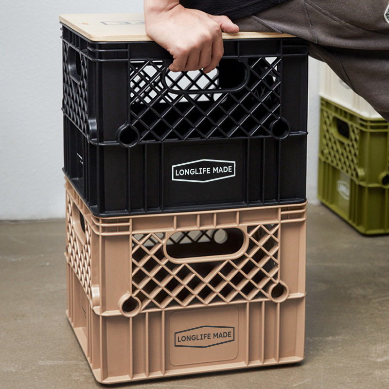 longlife工业风美式牛奶筐高强度方形凳塑料车载露营家用收纳筐