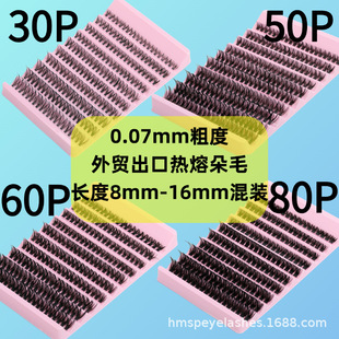 Foreign Trade Export Cross-Border Hot Melt Hair False Eyelashes 30P50P60P80P Thickness 0.07 Warp C Warp Thick