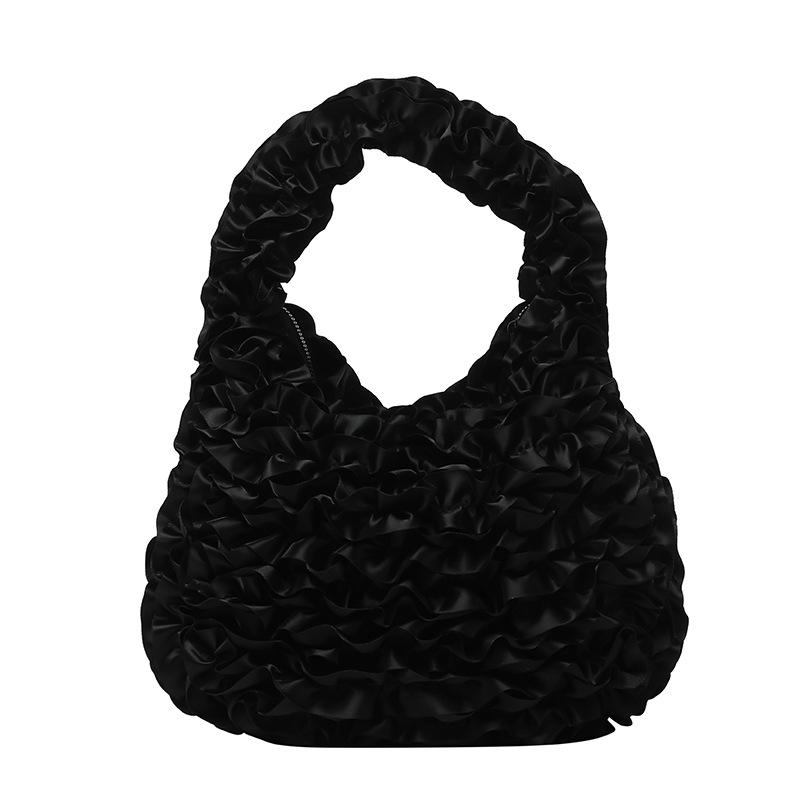 Bolsa de crema de diseño de nicho 2025 verano nuevo bolso femenino plisado pétalo bolso de moda de gran capacidad