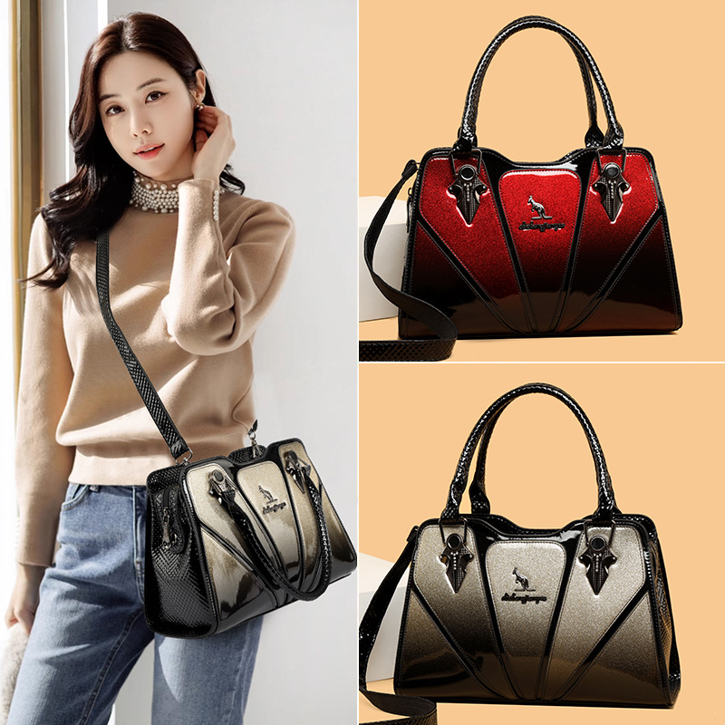 Cross-border 2024 nuevo estilo europeo y americano de alto nivel atmósfera bolsas de mano de mujer lacadas empalmadas bolsas de hombro de mujer