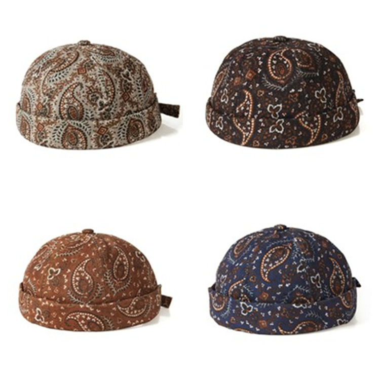 Retro yuppie landlord hat men's and women's autumn and winter cashew flower landlord hat beanless sailor cold hat rogue hat pumpkin hat tide