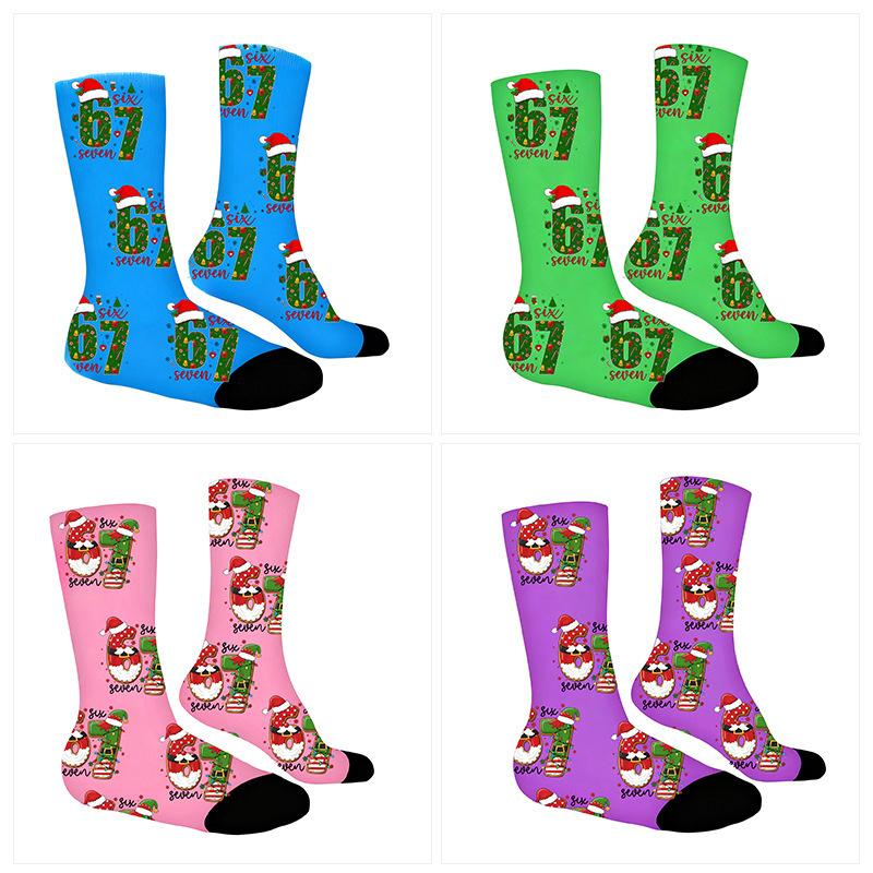 Wu - Cross-Border Amazon Socks Heat Transfer Printed Christmas Socks 3D Digital Mid-Tube European and American Trendy Socks Sports Socks 360 No Wu - Cross-Border Amazon Socks Heat Transfer Printed Christmas Socks 3D Digital Mid-Tube European and American Trendy Socks Sports Socks 360 No