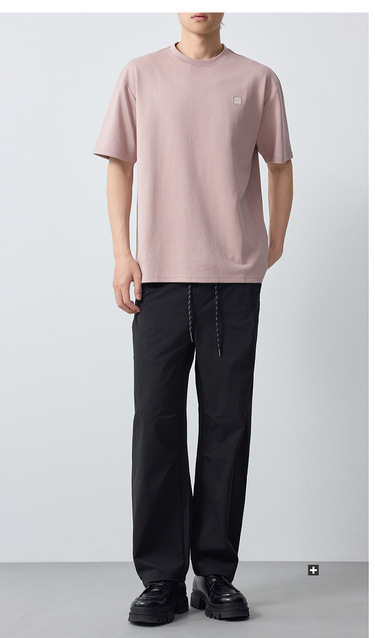 Áo thun nam cổ tròn cotton dày 210g thấm hút tốt — đen chi tiết 15