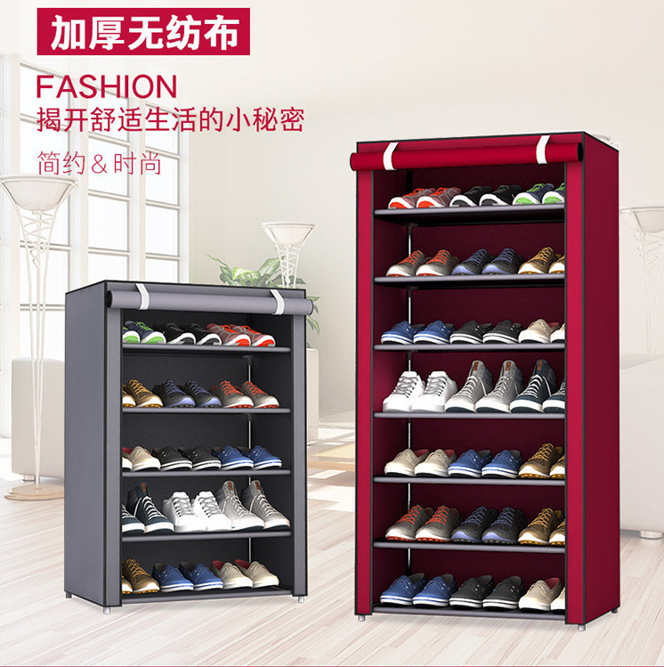 Nuevo zapatero de color sólido con persiana enrollable, zapatero grueso no tejido de gran capacidad, armario de zapatos simple de almacenamiento multicapa a prueba de polvo