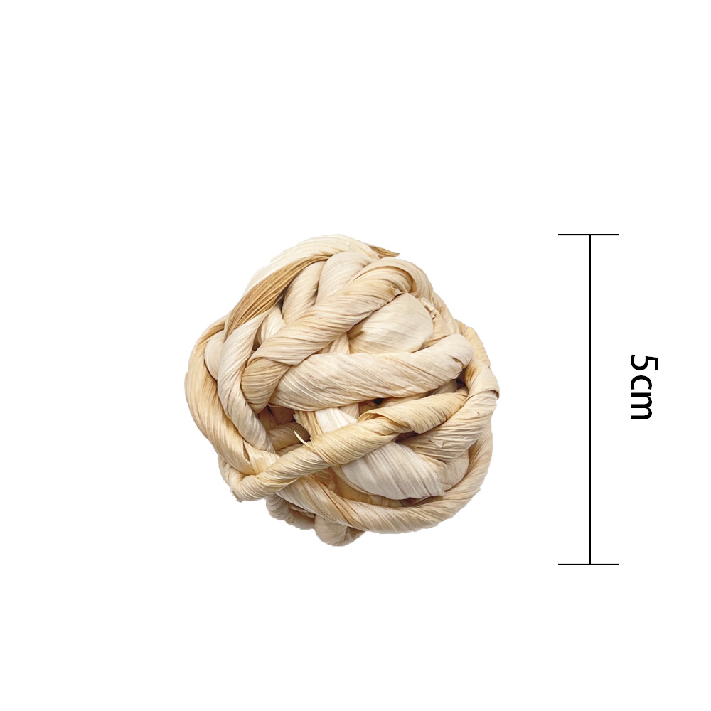Bola de hoja de maíz natural tejida a mano, bola de juguete para pájaros, loro, estornino, bola de pulir, hámster, conejo, bola de mordida