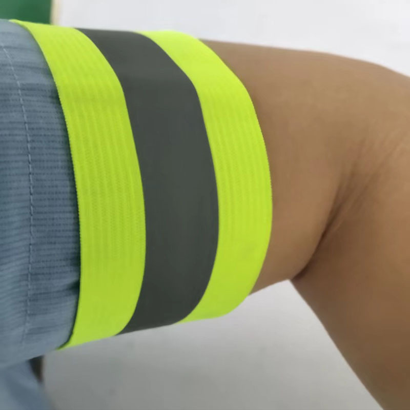 户外安全骑行彩色反光绑腿带高亮反光束裤带荧光绿弹力反光手臂带