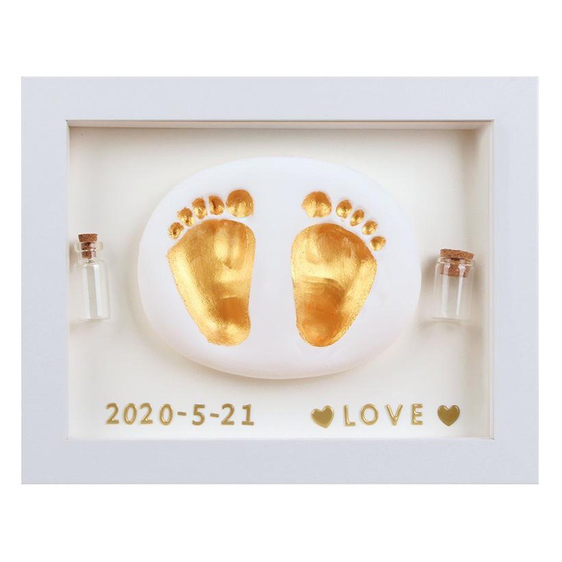 Baby hand and foot inkpad hand Footprints photo frame souvenir baby newborn one month old one hundred days commemorative gift wholesale