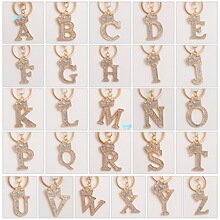 Metal Alloy Rhinestone English Crown Letters Keychain, for