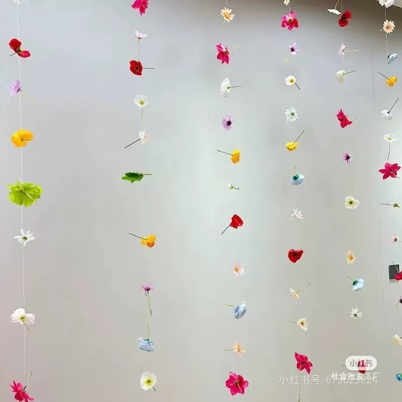 多巴胺花结婚花帘子鱼线悬浮花门帘吊饰婚房布置装饰|undefined