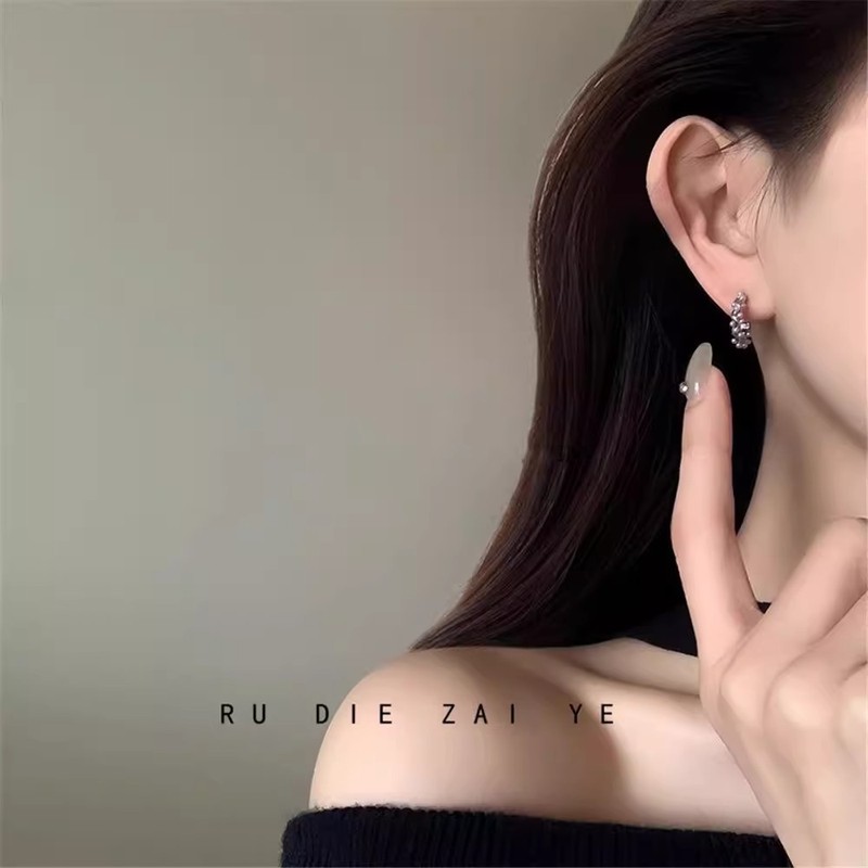 高级感风信紫色珍珠耳扣耳环小众设计耳钉轻奢气质耳饰|undefined