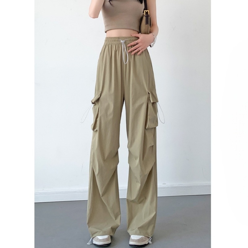 设计感高街工装裤女2025新款宽松直筒阔腿大口袋休闲复古束脚裤潮|undefined