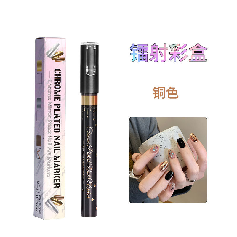 Cruz-frontera uñas arte graffiti pluma cromado espejo de metal marcador pintura flor gancho oro y plata pintado uñas arte pluma