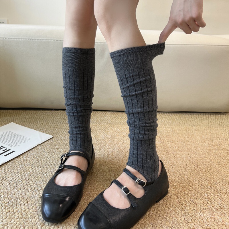 Spring and Autumn Women's Slouch Socks Miu Style Gray Footed Leg Warmers Long Tube Socks Ballet Style Women's Socks Cotton Socks Wholesale