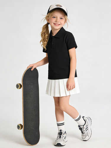 Children's wear cotton Polo shirt t-shirt 200g sports casual lapel top for men and women children pure color breathable short-sleeved t-shirt