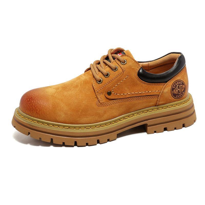 3191 Workwear Shoes Spring New British Versatile Short Thick Sole Heightened Pig Skin Low cut Martin Boots for Men_voghion.com