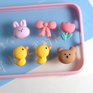 New cute rabbit bear duck Tulip bow resin accessories mobile phone case hair accessories diy accessories pj5