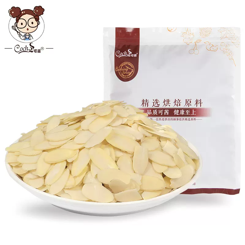 烘焙原料【Coch/可茜】加州生扁桃仁片500G/袋巴旦木片烘焙用