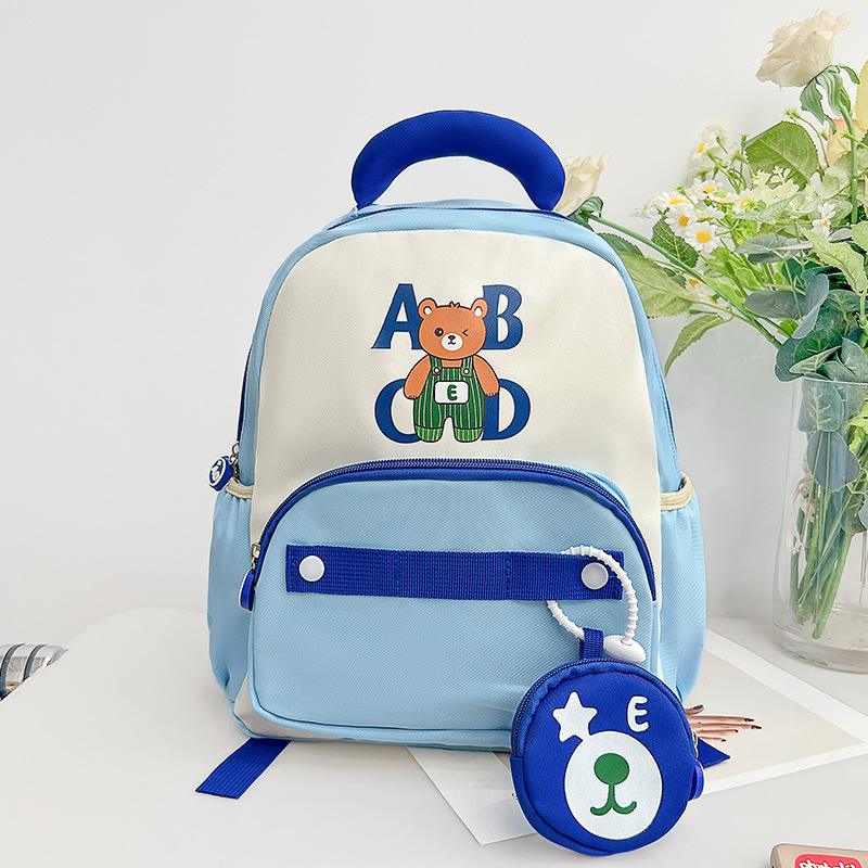 2025 nueva mochila infantil caricatura adorable oso letras mochila para niños y niñas mochila para escolares de jardín de infantes