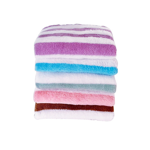 Coral Fleece Towel Colorful Knitted Stripe Water Ripple Towel Thickened Absorbent Household Children Adult Face Washing Towel 