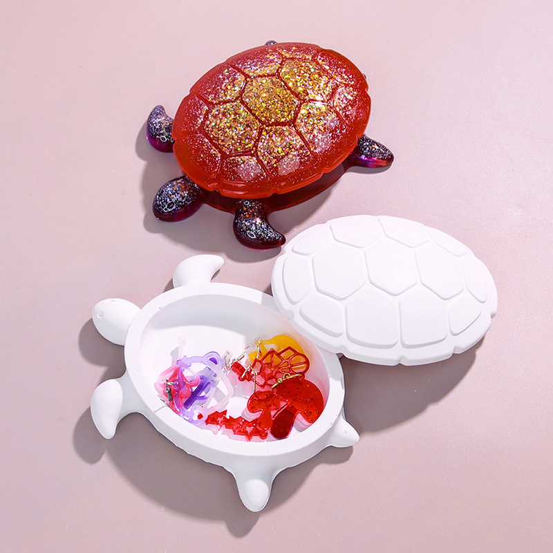diy滴胶海洋风系列收纳盒硅胶模具 海龟乌龟螃蟹摆台摆件石膏烛台|undefined