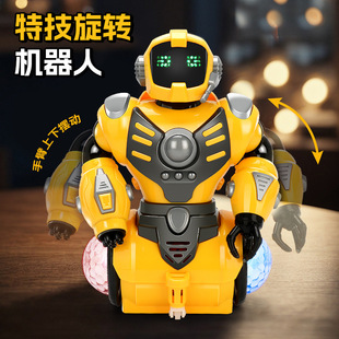 Children's Electric Stunt Rotating Robot Music Light Dancing Robot Boy Educational Toy Street Stall Wholesale