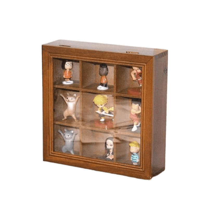 复古木质桌面整理收纳首饰储物盒带翻盖九宫格收纳木盒实木