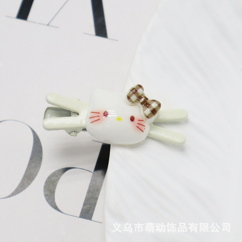 나비넥타이 고양이 포크 클립 베이지