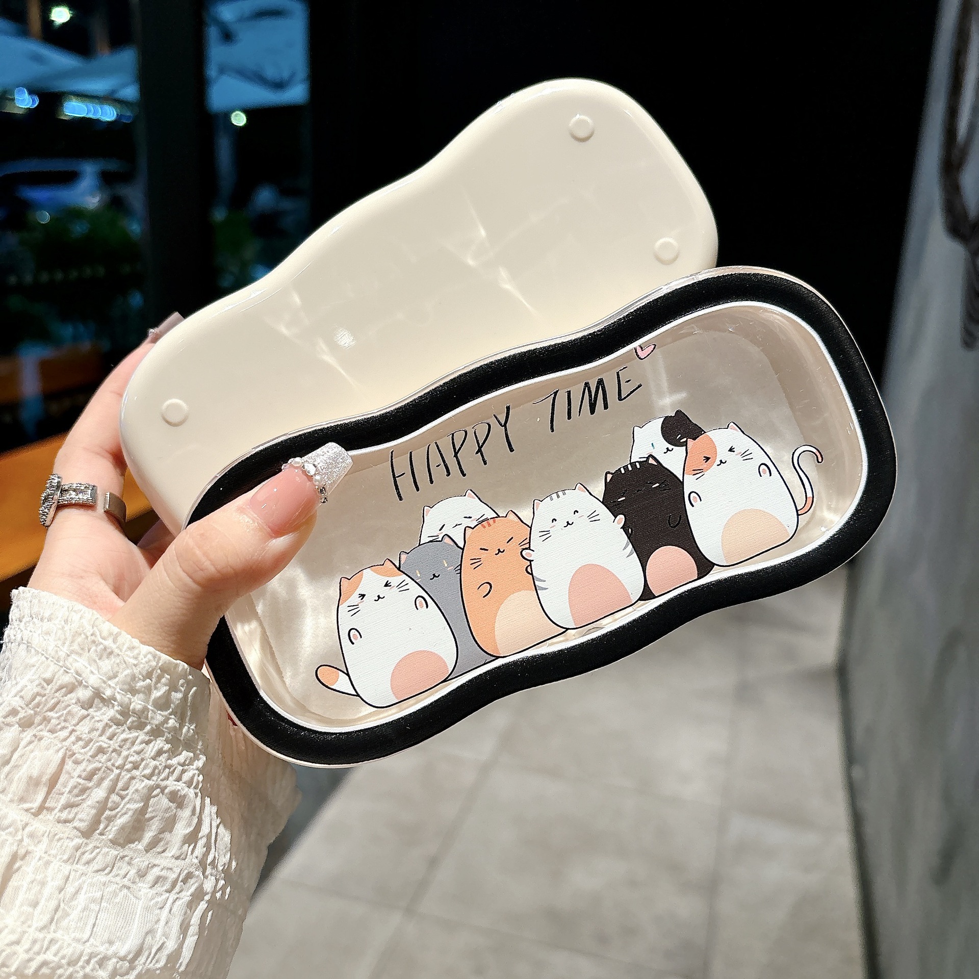 Caja de gafas transparentes de borde de la nube, alta sensación de almacenamiento portátil, niños, niños, niños, estudiantes, lindos, caja de gafas al por mayor